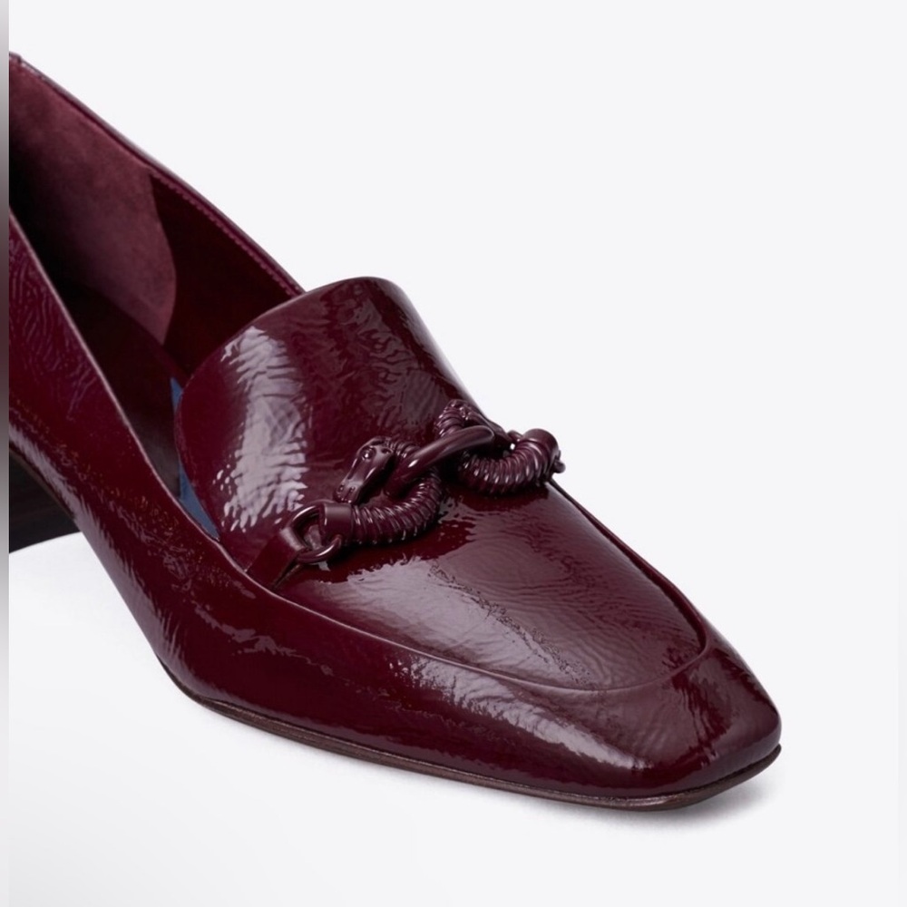 Tory Burch JESSA HEELED LOAFER in Burgundy Size 8.5 New with Tag - Picture 3 of 8